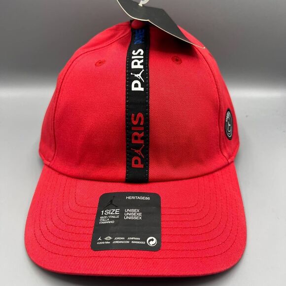 Air Jordan Hat Men Red Paris Saint Germain Jumpman Strap Back Cap New‎ - Picture 1 of 8